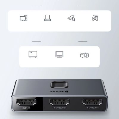 19. Baseus bidirektionaler Switch Splitter Switcher HDMI - 2x HDMI 4K / 30 Hz grau (CAHUB-BC0G)