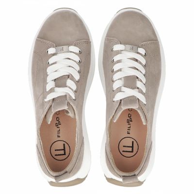 8. Beige Damen-Plateauschuhe aus Leder, Modell Filippo DP6795