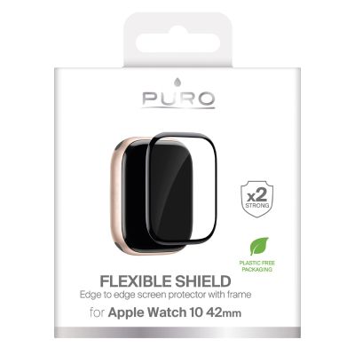 2. Puro Flexible Shield Schutzfolie mit Applikator für Apple Watch 10/11 42 mm – Schwarz