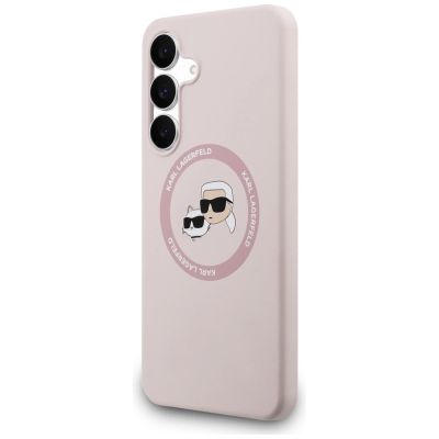 2. Karl Lagerfeld Silikonhülle mit Karl & Choupette-Motiv (MagSafe) für Samsung Galaxy S25 FE – Pink