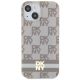 3. DKNY IML Checkered Mono Pattern & Printed Stripes MagSafe Hülle für iPhone 15 Plus / 14 Plus – Beige