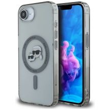Karl Lagerfeld IML Metal Karl & Choupette Heads MagSafe iPhone 16e Hülle - Schwarz
