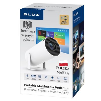 3. BLOW Tragbarer Projektor AndroidTV HD Kino Weiß