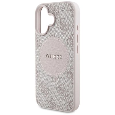 6. Guess 4G Circle Classic Logo MagSafe iPhone 16 Hülle - Rosa