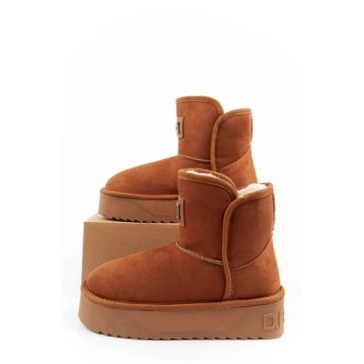 10. D.Franklin Damen Winter Schneestiefel Modische Fell gefütterte Braune Stiefeletten