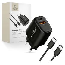 Tech-Protect NCA45W-GAN 2-Port 45W Wandladegerät mit USB-C-Kabel – Schwarz