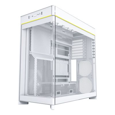 4. Montech HS02 PC-Gehäuse, Midi-Tower, ATX, gehärtetes Glas, ARGB – Weiß