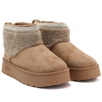 4. Big Star UU274169 Wasserdichte beige Plateau-Schneestiefel für Damen