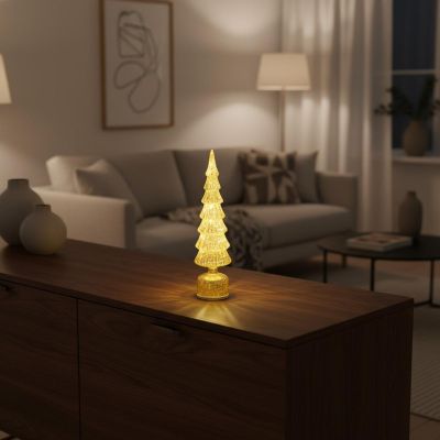 6. Dekorativer Weihnachtsbaum, goldfarben, LED, 7 Kronen, warmweiß, 40 cm