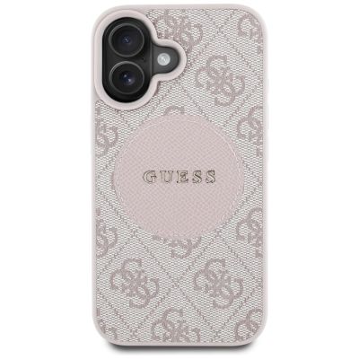 3. Guess 4G Circle Classic Logo MagSafe iPhone 16 Hülle - Rosa