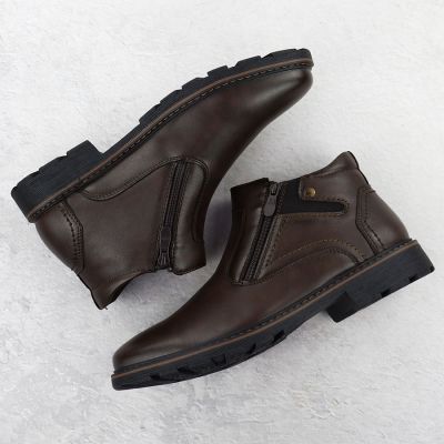 4. Herren-Winterstiefeletten mit Fellfutter und Reißverschlüssen, braun VanHorn AN71309
