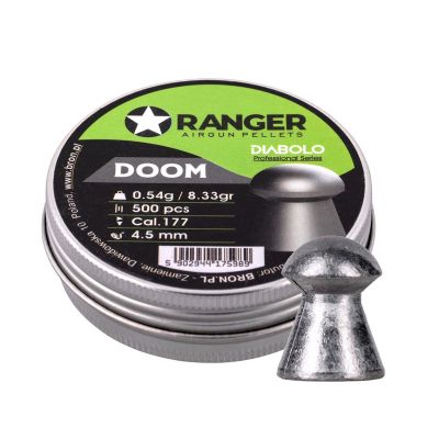 4. 4,5 mm RANGER Diabolo Professional Doom Pellets, Pilz, 500 Stück, 0,54 g