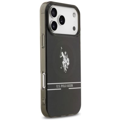 4. US Polo DH und Bottom Stripe Logo MagSafe Hülle für iPhone 17 Pro Max - Schwarz