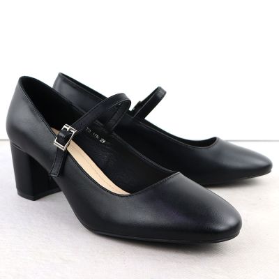3. Schwarze Sergio Leone PB176 Pumps mit niedrigem Absatz und Riemen