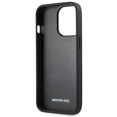 7. AMG AMHCP14LGSEBK iPhone 14 Pro 6.1 "schwarz / schwarzes Hardcase Leder geprägte Linien
