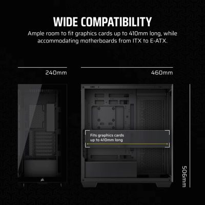 10. Corsair 3500X LXR LINK Midi-Tower-Gehäuse mit Seitenwand aus gehärtetem Glas, Schwarz