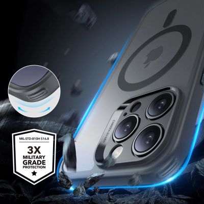 4. ESR Classic Pro Set Halolock MagSafe Hülle für iPhone 16 Pro Max – Grau