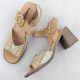 24. Damen-Sandalen mit Flechtoptik und Blockabsatz, beige M.Daszyński MR24125-4