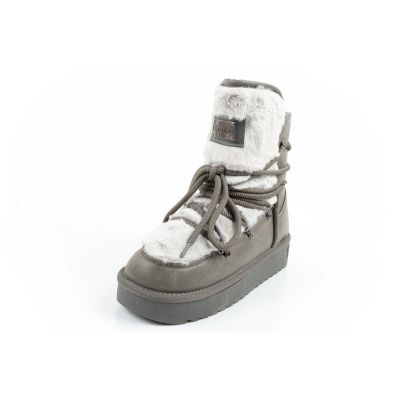 3. D.Franklin Damen Winter Schneestiefel, modisches Fellfutter, grau