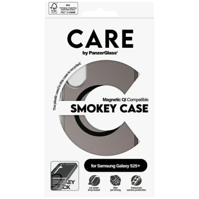 4. CARE by PanzerGlass Flagship Urban Combat Black QI-Hülle für Samsung Galaxy S25+ - Halbtransparent Rauchglas