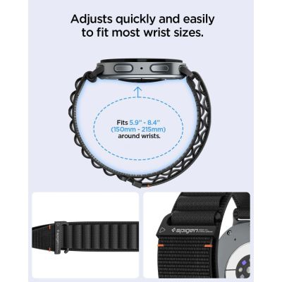 9. Spigen WBF1 Armband für Samsung Galaxy Watch 40/44/46 mm – Schwarz