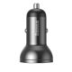 4. Baseus Autoladegerät 2x USB 4,8A 24W mit LCD + 3ins1 Kabel USB - USB Typ C / micro USB / Lightning schwarz (TZCCBX-0G)