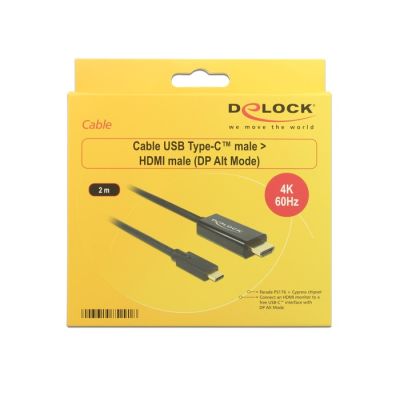 3. DeLOCK 85291 2m USB Typ-C HDMI-Kabeladapter Schwarz