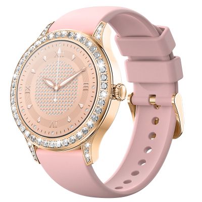 3. VELTORI VT360-1 Damen-Smartwatch, pinkes Silikonarmband