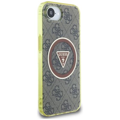 9. Guess IML Metal Glitter 4G Circle Triangle MagSafe Hülle für iPhone 16e - Braun