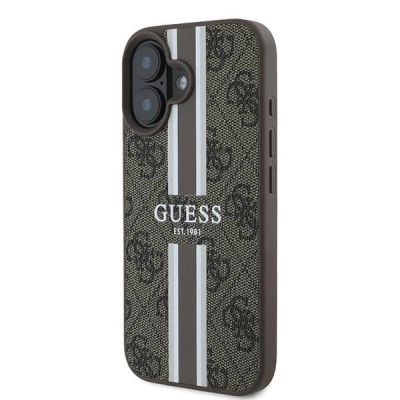 2. Guess 4G Printed Stripes MagSafe-Hülle für iPhone 16 Plus – braun