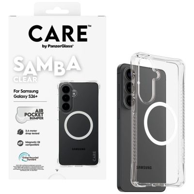 4. CARE by PanzerGlass Samba Transparente Qi-Hülle für Samsung Galaxy S26+ - Transparent
