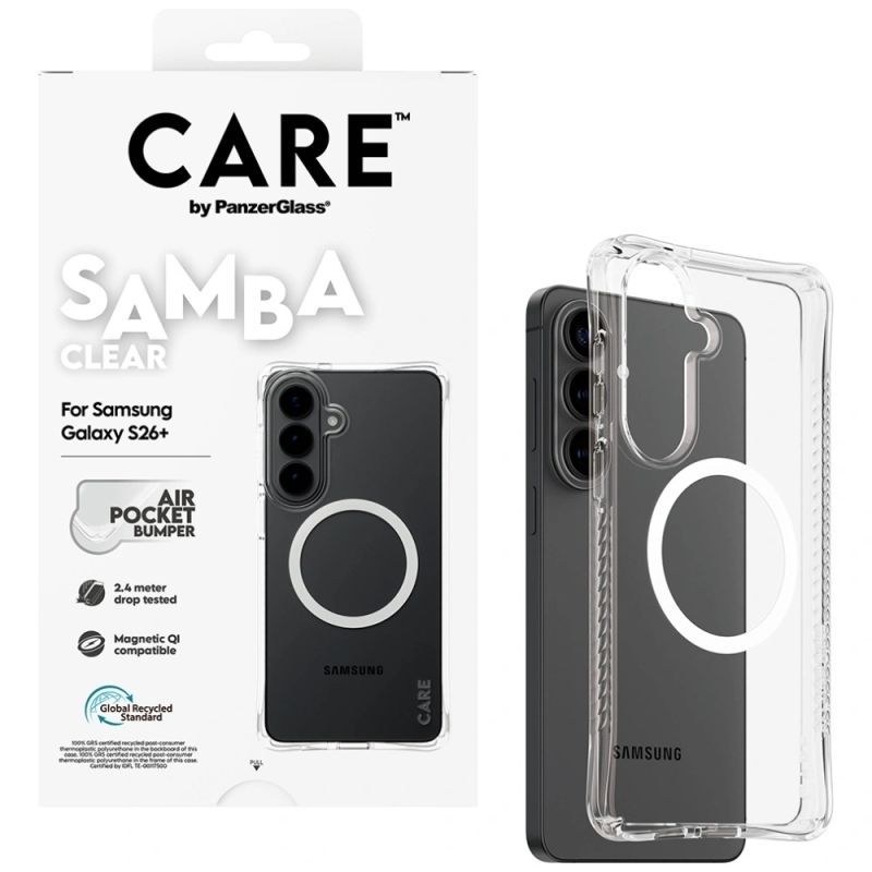 4. CARE by PanzerGlass Samba Transparente Qi-Hülle für Samsung Galaxy S26+ - Transparent