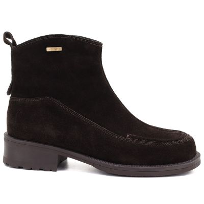 2. Damen-Ankle-Boots aus Leder mit Ziernähten, Schokoladenbraun, Big Star