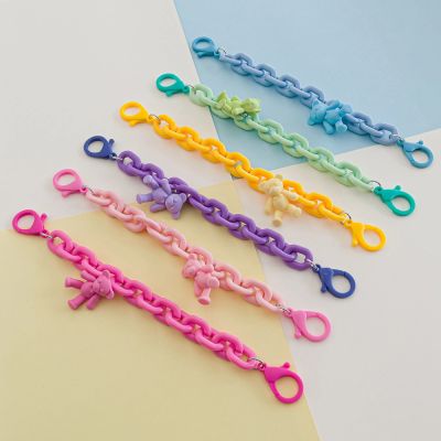 4. Farbige Kette (Seil) bunte Kette Anhänger für Handy, Geldbörse, Rucksack gelb