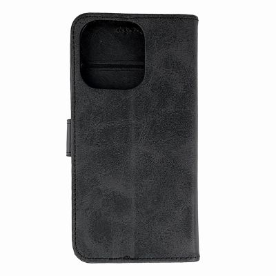 Leather Book Case für iPhone 16 Pro – Schwarz