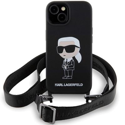 2. Karl Lagerfeld KLHCP15SSCBSKNK iPhone 15 6,1" Hardcase schwarz/schwarz Crossbody Silikon Ikonik