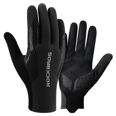 Rockbros Fahrradhandschuhe Frühling/Sommer/Herbst, Full, Größe: XL - Schwarz
