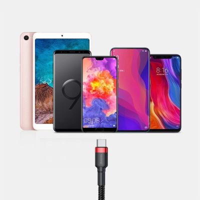 17. Baseus Cafule Cable strapazierfähiges Nylonkabel USB / USB-C QC3.0 2A 3M schwarz-rot (CATKLF-U91)
