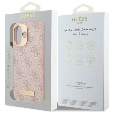 8. Guess 4G Logo Plate MagSafe Hülle für iPhone 16 - Pink