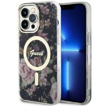 Guess GUHMP14XHCFWSK iPhone 14 Pro Max 6,7" schwarz/schwarz Hardcase Flower MagSafe