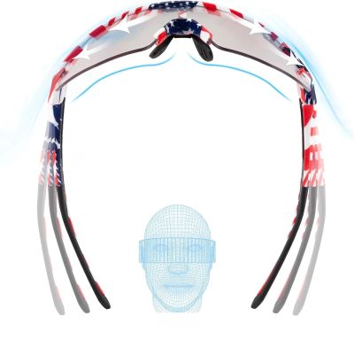 3. Rockbros Radsportbrille Photochrom mit UV-Schutz und Korrektureinsatz 14120008002 - USA Pattern - Weiß