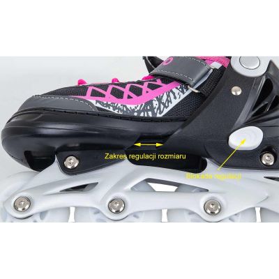 87. Rollschuhe - Rollschuhe - Eislaufen 4-in-1 ENERO PRO LED 34-37 Rosa-Grau