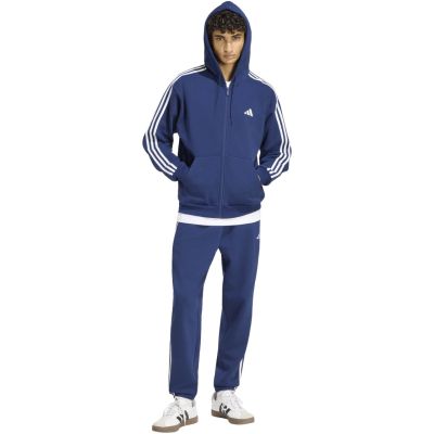 6. adidas Essentials Fleece-Kapuzenjacke für Herren mit 3 Streifen und durchgehendem Reißverschluss, Marineblau, KY4144
