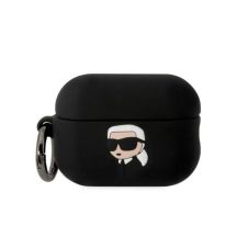 Karl Lagerfeld KLAP2RUNIKK AirPods Pro 2 Hülle schwarz/schwarz Silikon Karl Head 3D