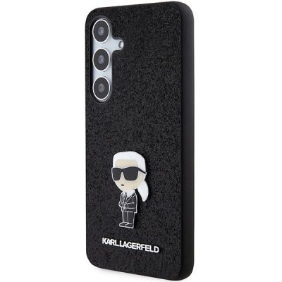 2. Karl Lagerfeld Fixed Glitter Ikonik Logo Metal Pin Hülle für Samsung Galaxy S24+ – Schwarz