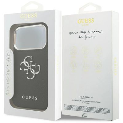 8. Guess Grained Big 4G Classic Logo Hülle für iPhone 17 Pro - Schwarz