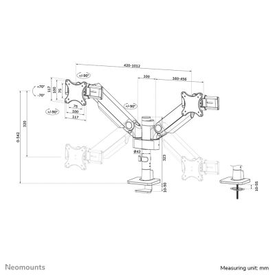 21. Neomounts DS65S-950BL2 Monitorhalterung/Ständer 86,4 cm (34") Schreibtisch Schwarz