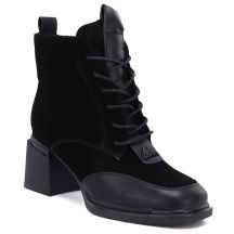 Damen-Lederstiefeletten aus schwarzem Veloursleder Artiker 59C0116