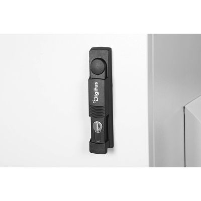 57. Digitus 19" 12U 600x600 Wand-Netzwerkschrank, Volltür, grau, ungeteilt, montiert, IP55, 100 kg