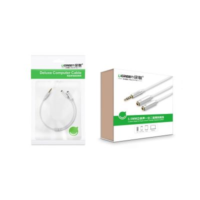 11. Ugreen Kabel Kabel Kopfhörer Splitter 3,5 mm Miniklinke AUX Mikrofon 20cm (Mikrofon + Stereoausgang) Silber (30619)